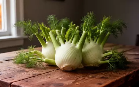 Frische Fenchelknollen mit grünem Kraut auf einem rustikalen Holztisch im herbstlichen Tageslicht. - Foto: über boerse-global.de