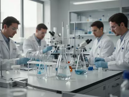 Wissenschaftler in einem modernen pharmazeutischen Labor bei der Arbeit an einer Forschungsstudie - Foto: über boerse-global.de