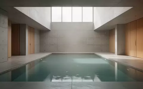 Ein minimalistisch gestalteter Innenraum mit einem ruhigen Wasserbecken, das für eine meditative und beruhigende Atmosphäre sorgt. - Foto: über boerse-global.de