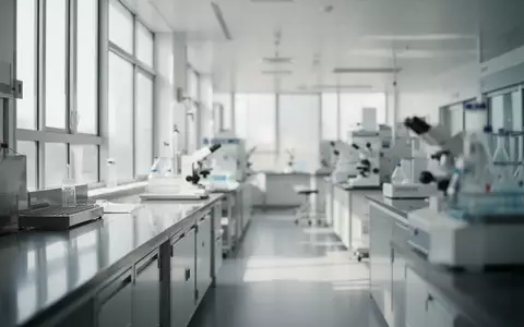 Ein minimalistisch gestalteter, heller Laborflur mit medizinischer Ausstattung in einer Forschungseinrichtung. - Foto: über boerse-global.de