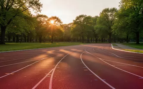 Eine leere Laufbahn in einem öffentlichen Park bei Sonnenuntergang. - Foto: über boerse-global.de