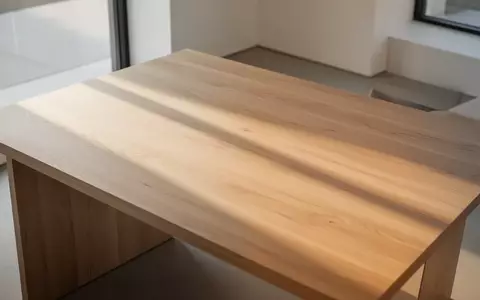 Ein minimalistischer, leerer Holztisch in einem hellen, modern eingerichteten Raum bei natürlichem Lichteinfall. - Foto: über boerse-global.de