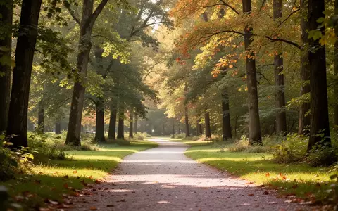 Ein sonnendurchfluteter Waldweg im Herbst, der zu einem Spaziergang einlädt und einen gesunden Lebensstil symbolisiert. - Foto: über boerse-global.de