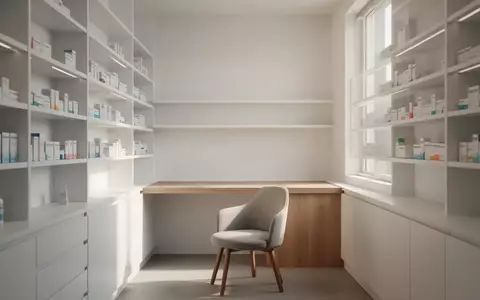 Ein minimalistisch gestalteter Beratungsbereich in einer hellen, modernen Apotheke bei Tageslicht. - Foto: über boerse-global.de