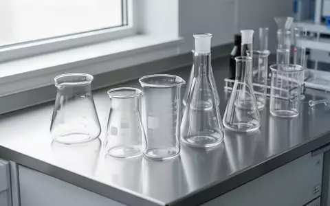 Saubere, sterile Laborumgebung mit leeren Glasgefäßen und wissenschaftlichem Equipment auf einem Edelstahltisch. - Foto: über boerse-global.de