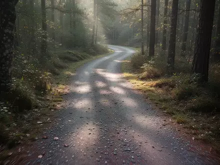 Ein gewundener Waldweg im sanften Morgenlicht, der zu Bewegung und körperlicher Aktivität im Freien einlädt. - Foto: über boerse-global.de