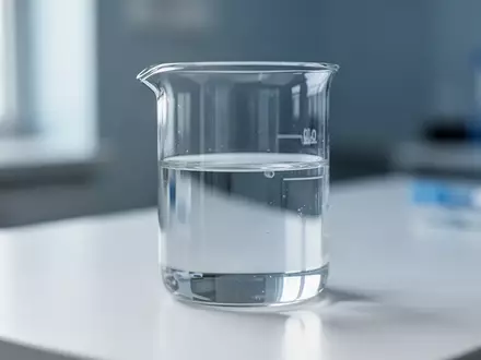 Ein Glasbecher mit einer klaren Flüssigkeit auf einem sterilen Labortisch in einer klinischen Umgebung. - Foto: über boerse-global.de