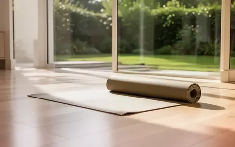 Ein heller, minimalistischer Wohnraum mit einem aufgerollten Yogamatte auf dem Holzboden in einer ruhigen, sonnendurchfluteten Umgebung. - Foto: über boerse-global.de