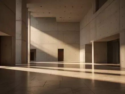Ein minimalistischer, moderner Innenraum eines öffentlichen Gebäudes mit Betonwänden und natürlichem Lichteinfall. - Foto: über boerse-global.de
