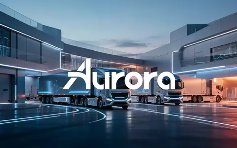 Futuristischer Logistik-Hub mit autonomen Lkw in einer modernen Industrieumgebung bei Dämmerung. - Foto: über boerse-global.de