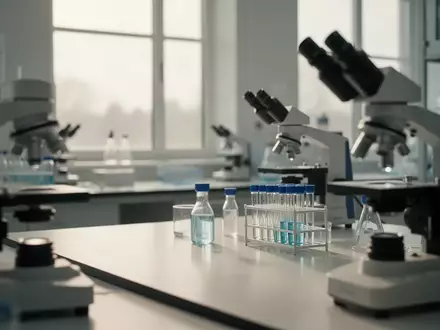 Ein helles, steriles medizinisches Forschungslabor mit glatten Oberflächen und unscharfen Laborgeräten im Hintergrund. - Foto: über boerse-global.de