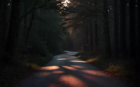 Ein einsamer, schattiger Waldweg in der Dämmerung, der eine bedrückende und spannungsgeladene Atmosphäre vermittelt. - Foto: über boerse-global.de