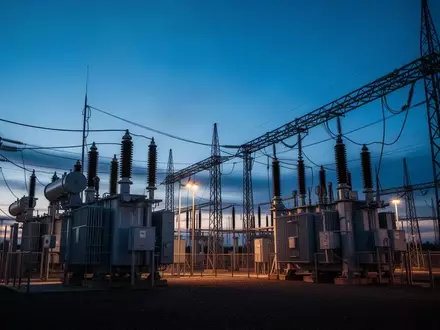 Ein modernes Umspannwerk in der Dämmerung, das die Infrastruktur für kritische Versorgungsnetze symbolisiert. - Foto: über boerse-global.de