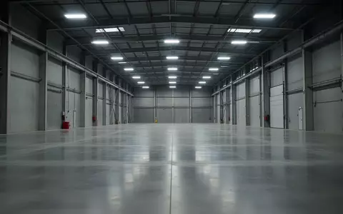 Leere, industrielle Lagerhalle mit Betonboden und hoher Decke in einer sachlichen, dokumentarischen Aufnahme. - Foto: über boerse-global.de