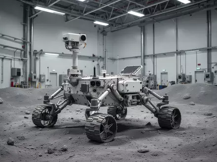 Ein hochmoderner Mond-Rover-Prototyp in einer industriellen Testumgebung. - Foto: über boerse-global.de