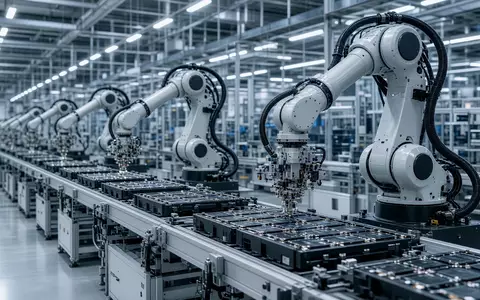 Automatisierte Fertigungsstraße in einer modernen Fabrik für Lithium-Ionen-Batterien. - Foto: über boerse-global.de