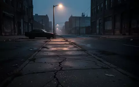 Eine dunkle, menschenleere Straße bei Dämmerung mit einem parkenden Auto am Straßenrand. - Foto: über boerse-global.de