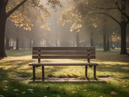 Eine leere Holzbank in einem sonnendurchfluteten Park, die eine Atmosphäre der Ruhe und Reflexion vermittelt. - Foto: über boerse-global.de