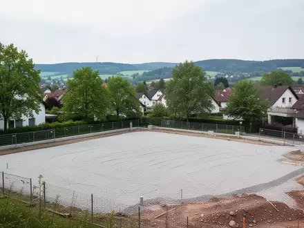 Ein unberührtes Baugrundstück in einem Wohngebiet, das für zukünftige Immobilienprojekte vorbereitet wurde. - Foto: über boerse-global.de