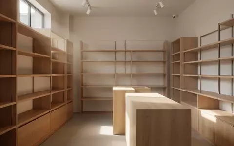 Innenansicht eines minimalistisch gestalteten Verkaufsraums mit leeren Holzregalen und natürlichem Tageslicht - Foto: über boerse-global.de
