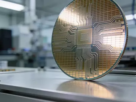 Ein Silizium-Wafer auf einem Labortisch in einer modernen Halbleiterfertigungsanlage. - Foto: über boerse-global.de