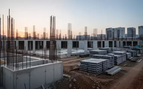 Eine Baustelle mit Betonfundamenten und Stahlarmierungen bei Dämmerung, die den aktuellen Stillstand bei Wohnbauprojekten symbolisiert. - Foto: über boerse-global.de