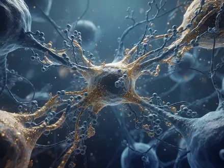 Mikroskopische Darstellung neuronaler Strukturen und Proteinnetzwerke im menschlichen Gehirn. - Foto: über boerse-global.de