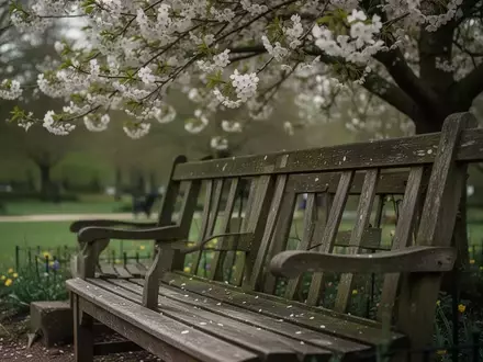 Symbolbild: Parkbank unter einem blühenden Baum - Foto: über boerse-global.de