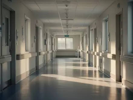 Ein heller, moderner Krankenhausflur mit einfallendem Tageslicht und klaren architektonischen Linien ohne sichtbare Personen. - Foto: über boerse-global.de