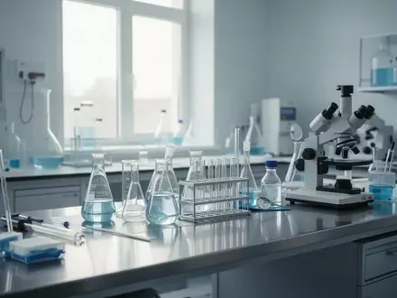 Ein modernes, steriles klinisches Labor mit medizinischen Geräten und Glasbehältern in einer ruhigen Arbeitsumgebung. - Foto: über boerse-global.de