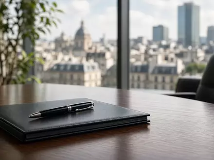 Modernes Sitzungszimmer mit Dokumentenmappe auf einem Holztisch, symbolisch für eine Unternehmensfusion. - Foto: über boerse-global.de