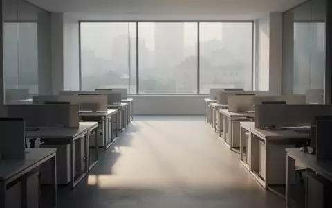 Ein minimalistischer, leerer Büroraum mit neutralem Licht und klaren architektonischen Linien. - Foto: über boerse-global.de