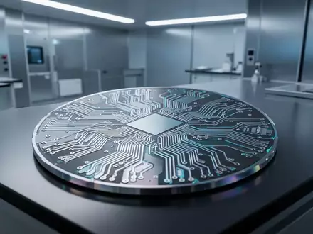 Nahaufnahme einer hochmodernen Silizium-Wafer-Struktur in einem sterilen, technologisch geprägten Laborumfeld. - Foto: über boerse-global.de