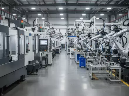 Moderne Produktionshalle eines Industrieunternehmens mit hochpräzisen Fertigungsanlagen und mechanischen Komponenten. - Foto: über boerse-global.de