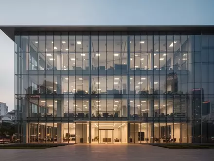Ein modernes Bürogebäude mit Glasfassade bei Dämmerung in einer asiatischen Großstadt. - Foto: über boerse-global.de
