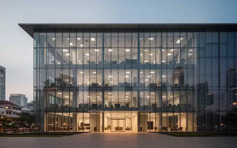 Ein modernes Bürogebäude mit Glasfassade bei Dämmerung in einer asiatischen Großstadt. - Foto: über boerse-global.de