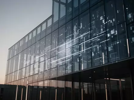 Moderne Glas- und Stahlarchitektur bei Dämmerung als Symbol für technologische Finanzinfrastruktur. - Foto: über boerse-global.de