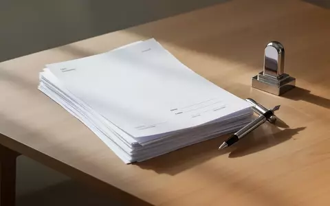 Ein minimalistischer Schreibtisch mit ordentlichen, leeren Steuerunterlagen und einem Füllfederhalter bei natürlichem Licht. - Foto: über boerse-global.de