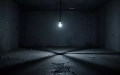 Ein minimalistischer, düsterer Raum mit kaltem blauem Licht und langen Schatten auf einem Betonboden. - Foto: über boerse-global.de