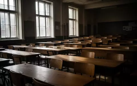 Ein leerer, ruhig beleuchteter Hörsaal mit hölzernen Sitzreihen in einer UniversitĂ€t. - Foto: ĂŒber boerse-global.de