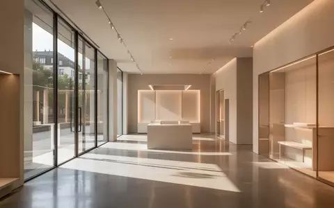Ein minimalistisch gestalteter, heller Verkaufsraum mit großen Glasfenstern und modernem Interieur ohne Personen. - Foto: über boerse-global.de