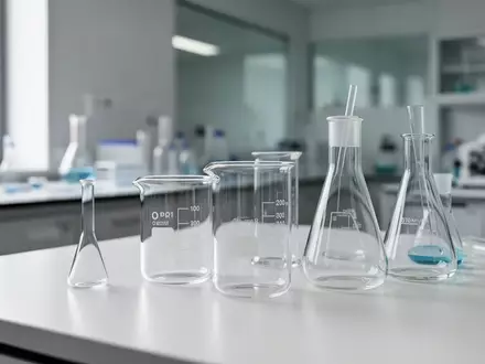 Leeres wissenschaftliches Laborzubehör auf einem sterilen Labortisch in einem Forschungszentrum. - Foto: über boerse-global.de