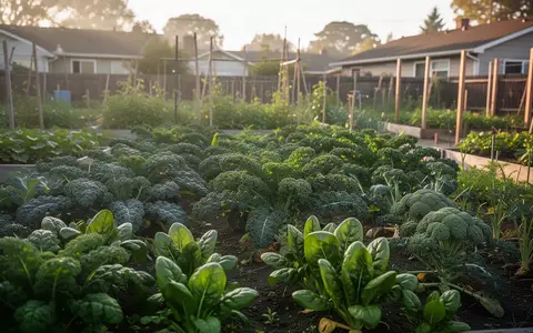 Nahaufnahme eines sonnendurchfluteten Gemüsegartens mit frischem Blattgemüse in einem Beet. - Foto: über boerse-global.de