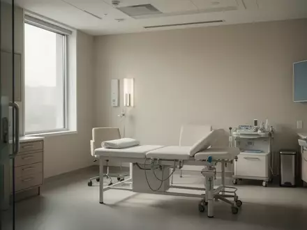 Ein heller, minimalistischer Untersuchungsraum in einer modernen Klinik mit weichem Tageslicht. - Foto: über boerse-global.de