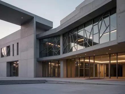 Moderne Architektur eines Regierungsgebäudes in der Dämmerung mit klaren Linien und geometrischen Formen. - Foto: über boerse-global.de