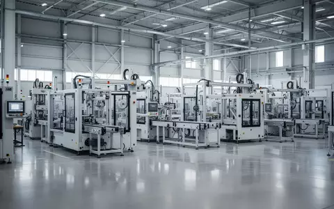 Moderne, automatisierte Industriehalle mit Präzisionsmaschinen in einer Fertigungsanlage ohne Personen. - Foto: über boerse-global.de