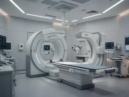 Modernes, steriles Untersuchungszimmer in einer radiologischen Klinik mit medizinischen Großgeräten. - Foto: über boerse-global.de