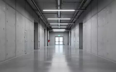 Ein heller, minimalistischer Flur in einem modernen Bürogebäude mit einem klaren Fluchtweg und neutraler Beleuchtung. - Foto: über boerse-global.de