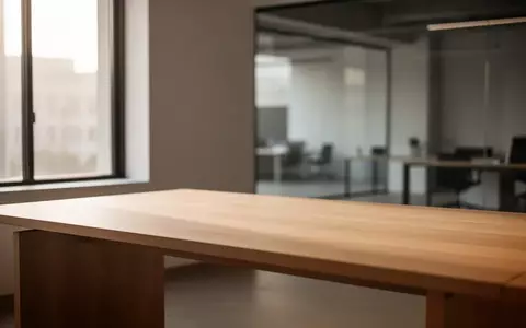 Ein minimalistischer, leerer Schreibtisch in einem modernen, lichtdurchfluteten Studio mit neutraler Farbgebung. - Foto: über boerse-global.de