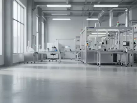 Ein steriles, minimalistisches Industrielabor mit poliertem Betonboden und hellem Tageslicht. - Foto: über boerse-global.de